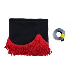 KramTruck Rideau de camion avec franges, pare-soleil pour camion, protection solaire pour toutes les marques de camions, noir, franges rouges (KRAM-TRUCK Poland, neuf)