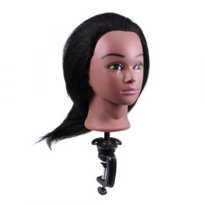 Veemoon Tête à Coiffer Professionnelle Cheveux Naturels avec Support Mannequin Afro pour Entraînement Coiffure Pratique pour Salons de Beauté et Étudiants Coiffure (lucy Liu, neuf)