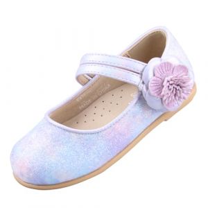 EIGHT KM Chaussures habill&eacute;es pour Tout-Petites Filles Mary Jane Princesse Mariage Ballerines EKM7063 Paillettes Scintillantes Fleur Cam&eacute;lia Bleu &eacute;toil&eacute; Taille UE 26 (ElfElfElf FR, neuf)