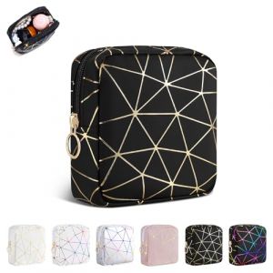 Pochette Maquillage Femme Petit Trousse Maquillage en Cuir Synth&eacute;tique Sac de Voyage Rangement &agrave; Cosm&eacute;tiques Mini Trousse de Toilette Fille Organiseur Vanity Femme Cadeau Anniverssaire Amie,Noir (playexen, neuf)