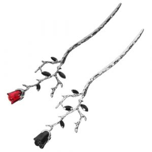 CALLARON 2pi&egrave;ces &Eacute;pingles &agrave; Cheveux Forme De Fleur De Rose &agrave; Chignon Accessoires Pour Cheveux Pour Femmes Lot De &Eacute;pingles &agrave; Chignon Fleur (Raindrops On Roof, neuf)