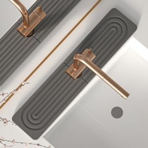 Knubbuf Contour de Robinet Absorbant, Contour de Robinet de Cuisine, Tapis de Robinet, Contour Robinet Evier, Terre de Diatom&eacute;e, S&eacute;chage Rapide (A-Gris Fonc&eacute;, 40 * 10cm) (YuanWenwan, neuf)