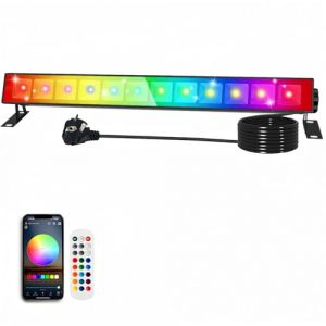 Projecteur LED RGB Exterieur 30W, Projecteurs Led Couleur avec T&eacute;l&eacute;commande 2.4G et Bluetooth APP Projecteur Rgbw Ip66 &Eacute;tanche Spot Led Couleur Barre LeD RGB Dimmable pour Jardin Arbre Festival Bar (LemonandOrange, neuf)