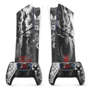 Sticker PS 5 Guerrier Dragon, Autocollant pour PS 5 Manga, Console et Manette, Edition Slim Digitale, Skin Guerrier PS 5 (2 Manettes) (Hellocom34, neuf)