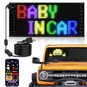 Panneau Affichage LED - 27 x 12 cm Flexible Panneau Lumineux Enseigne - Contrôle d'application Bluetooth 5V/2A - Double Rangée Programmable Plaque led Personnalisé pour Voiture,Magasin,Publicitaire (QNOAVVE, neuf)