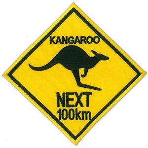 NagaPatches Patche &eacute;cusson Kangourou Australie Panneau Patch brod&eacute; thermocollant (Naga.Hitam, neuf)