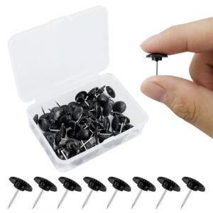 Lot de 55 punaises noires en forme de roue dent&eacute;e en plastique pour tentures murales, pointe en acier, plaque de li&egrave;ge, punaises pour cartes, affiches, photos (LEE ADAMS LTD, neuf)