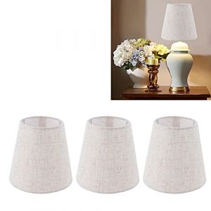 BestAlice 3pcs Abat-jour, Abat-jour Lustre, Mini Abat-jour, Petit Abat-jour Clip sur Ampoule Abat-jour en Tissu de Lin E14 Abat-jour pour Bougie Lustre Hôtel KTV Décor à la Maison (And happiness, neuf)