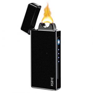 RSBYE Briquet Electrique Briquet Tempete Briquets Rechargeables Briquets Chalumeau Corps Metal Affichage Batterie Venteux Puissant Outdoor Camping Grillade Cadeau (Gris Matt) (ksdlife, neuf)