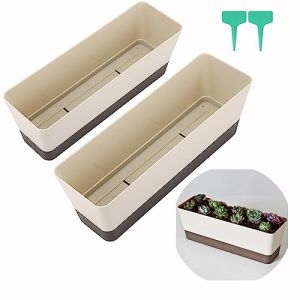 Skelang Petit bac a Fleurs rectangulaire, Pot de Fleurs rectangulaire en Plastique, jardinieres Exterieur Balcon pour Plantes succulentes, Herbes, Cactus, Lot de 2 (MaryeeMall, neuf)