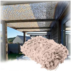 Filet de Camouflage, 2x5m Toile Ombrage Exterieur Sable, Auvent De Terrasse, Filet de Camouflage pour pergola, Protection Solaire, Jardin D&eacute;coration (GJJZGSHOP, neuf)