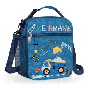 Clastyle Sac Isotherme Repas Enfant Voiture Camion Lunch Bag Isotherme Gar&ccedil;ons Petit Sac Lunch Box pour L'&eacute;cole &Eacute;tudiant Pique-nique, Grue Bleue (Changtian_Im&Ex, neuf)