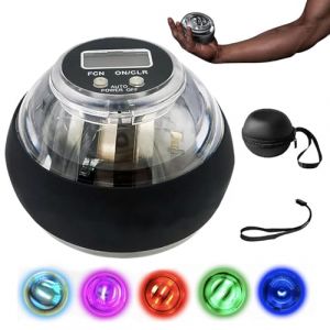 Exerciseur à Main De Curaball, Exerciseur à Main De Balle Cura avec Comptoir Et Lumière, Boule De Couple, Boule De Gyroscope à Poignet Automatique, Force De Poignée, Maintenance à La Main en Métal (WJJRB, neuf)