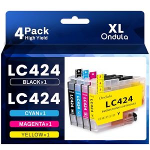 LC424 Lot de Cartouches d'encre LC 424 compatibles avec Brother LC-424 LC-424VAL Multipack pour Brother DCP-J1200W DCP-J1200WE (1 Noir, 1 Cyan, 1 Magenta, 1 Jaune) (Ondula-A, neuf)