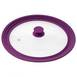 bremermann Couvercle en Verre Universel avec Bord en Silicone, 30/32/34 cm, Grande (Violet) (eluno24, neuf)