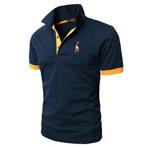 KUNJLELP Polo &agrave; Manches Courtes pour Hommes Broderie de la Girafe T-Shirt d'&eacute;t&eacute; Uniformes,A-Marine 1,XL (Chuanghui-EU, neuf)