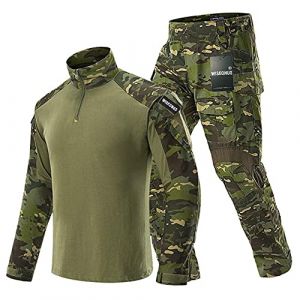 WISEONUS Pantalon Militaire Homme Airsoft Chemise Tactique Uniform de Costume Chemise et Pantalon Chasse Paintball Tir BDU (SGOYH, neuf)