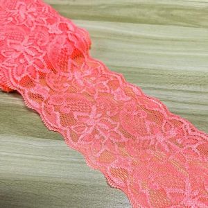 Ruban en dentelle élastique 5 mètres, largeur 8 cm, largeur de fleurs colorées, bordure décorative, dentelle décorative, en dentelle, pour couture, artisanat, vêtements, sous-vêtements, rose foncé (Ruiyifeng, neuf)