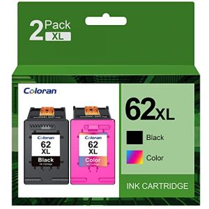 Coloran 62XL Cartouches d'encre Remplacement pour Cartouche HP 62 XL Noir et Tricolore, Compatibles HP Envy 5540 5640 5644 7640 5547 pour Officejet 200 250 5740 (1 Noir,1 Couleur, 2 Pack) (LKUNIJS, neuf)