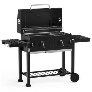 onlyfire Barbecue Charbon de Bois XXL, Barbecue à Charbon Grande Taille, Chariot à Barbecue avec Couvercle, Roues, Grille en Acier Inoxydable, Tablette Latérale Pliable et Bac à Cendres (Onlyfire Store, neuf)