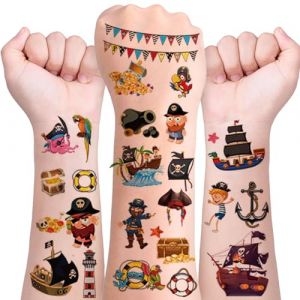 Tatouages Pirates pour Enfants, 10 Feuilles Tatouage Temporaire Enfant, Tatouages Enfants imperm&eacute;ables, Amusants Cartoon Faux Tatouages pour F&ecirc;te de Pirates ou l'anniversaire Cadeau (E) (Ntwdbyy, neuf)
