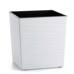 HowHomely Pot de fleurs carr&eacute; - Blanc - 26 x 25 x 25 cm - Grand pot de fleurs d'ext&eacute;rieur - Avec insert de pot de fleurs - Aspect b&eacute;ton - Pour d&eacute;coration de salon, jardin et terrasse (Homerci, neuf)