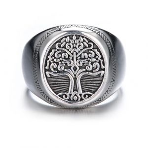 GTHIC Chevali&egrave;re Viking Arbre de Vie en Acier Inoxydable pour Hommes et Femmes Argent Dor&eacute; Vintage Arbre du Monde Yggdrasil Amulette Bague Taille US 13 (Nalaiba, neuf)