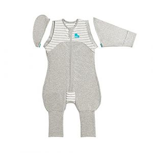Love To Dream Swaddle UP Combinaison transition M 6-8,5 kg, gris, ajusté, ailes amovibles, 1,0 Tog, 20-24°C, lavable en machine, double zip pour un changement facile (Love To Dream, neuf)