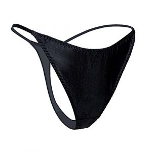 SilRiver Culotte String Femme en Satin de Soie – Coupe Seconde Peau pour Un Confort Longue Durée et Lingerie Douce (Noir, S) (SilRiver EU, neuf)