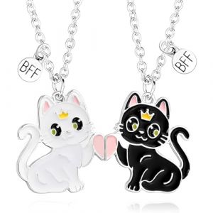 JEYORZY 2pcs Amiti&eacute; Pendentif Collier, Collier d Amitie, Colliers Magn&eacute;tiques BFF, Best Friends Forever Colliers, Meilleur Ami Cadeau D'anniversaire collier bff, filles cha&icirc;ne pendentif, Noir et blanc (HLWA RETAILS LTD UKSTORE, neuf)
