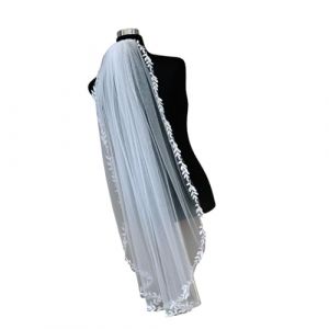 Coiffe de mari&eacute;e en dentelle d&eacute;licate avec peigne r&eacute;glable, voile en tulle transparent pour c&eacute;r&eacute;monie de mariage en plein air, voile de mari&eacute;e respirant pour c&eacute;r&eacute;monie en plein air (SSIFDCXXIHPI, neuf)