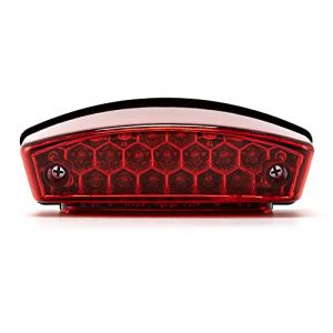 evomosa Feu arrière moto universel 12V 21 LED Moto Feu blanc de plaque d'immatriculation Feu arrière rouge de stop (B) (evomosa Eur., neuf)