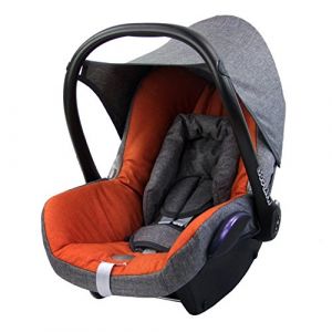 BAMBINIWELT Housse de rechange compatible avec Maxi-Cosi CabrioFix pour porte-bébé 6 pièces Kit complet en mélange de polyester de qualité supérieure (gris chiné/orange) (BambiniWelt, neuf)