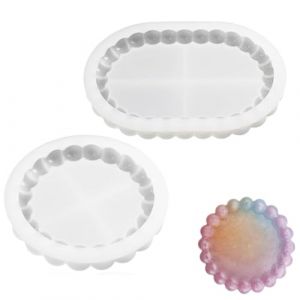 WUSJCOF 2 plateaux de moulage en silicone, sous-verres, moules de coulée pour résine époxy et béton, loisirs créatifs Projets, Bougeoirs, Décoration d'intérieur (NAROU DUTEN, neuf)
