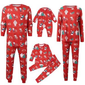 Pyjama Noel Famille Hiver Manches Longues Noel Pyjama Famille Christmas for Homme Femmes Ensembles De Homme Ensemble de No&euml;l pour Dames Matching Set (Rouge-2,18M) (wuhanshizhengwendianzishangwuyouxiangongsi, neuf)