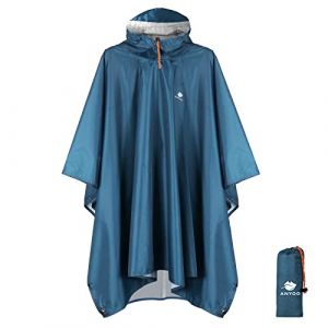 ANYOO Poncho léger, imperméable, réutilisable et Respirant avec Capuche, idéal pour l'extérieur,Mer bleue,Taille Unique (Bicacool, neuf)