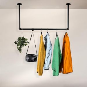 RSR Hangers - Tringle à vêtements - Design industriel - Pour plafond - Largeur 70 cm x Hauteur 70 cm - Tringle de garde-robe - Vestiaire - Chambre à coucher - Garde-robe - Dressing (RSR-Handel, neuf)