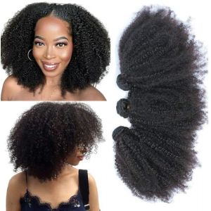 Tissage Bresilien Cheveux Humain Afro Kinky Curly Human Hair Bundles 14 16 18 pouces Remy Trames de Tissage Cheveux Naturels Boucl&eacute;s Tissage 4B 4C Br&eacute;siliens Vierges Extensions de Cheveux Noire (Feibin Hair Products E-Business, neuf)