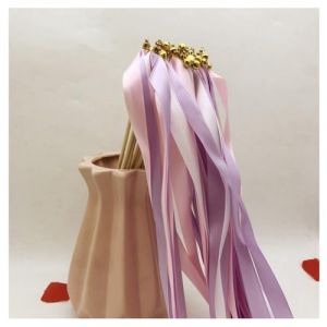 Hrlace Lot de 30 serpentins de mariage avec ruban de clochette - Baguettes magiques - Baguettes de fée - Baguettes porte-bonheur - Baguettes de fée en soie - Pour mariage, anniversaire, fête - Rose (Kunpengfa, neuf)
