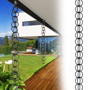 yurstcggh Chaine de Pluie Ornement de Jardin,Chaînes de Gouttière Cascade Noir,Fonction De Drainage,Parfaite pour remplacer Les descentes de Pluie,for Jardin/Cour/terrasse 3m(10ft) (brand-yurstcggh-跟卖购买投诉, neuf)