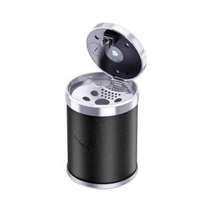 Geoyien Cendrier Voiture, Lumi&egrave;re LED Automatique, Cendrier en Cuir Coupe Vent, Cendrier de Voiture avec Couvercle, Cendrier de Voiture Ignifuge pour Voiture ou Voyage, Maison, Bureau, Noir (JIEENDA, neuf)