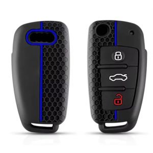 AdventCase Coque de Cl&eacute; Audi en Silicone - Compatible avec Audi A1 A3 A4 A6 A8 S3 S4 S6 RS4 RS6 Q2 Q3 Q5 Q7 TT R8 Seat Exeo - 3 Boutons - Bleu (AdventCase, neuf)