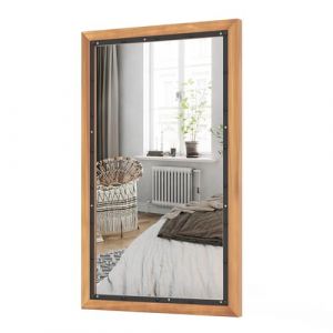 COSTWAY Miroir Mural Rustique avec Cadre en Bois de Sapin, Miroir Suspendu avec Panneau Arrière, Miroir Décoratif de Style Vintage pour Entrée, Salon, Chambre à Coucher, 50 x 90 CM (Style 1) (FDS GmbH, neuf)