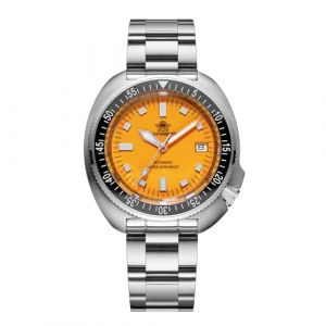 ADDIESDIVE Montre automatique pour homme - 200 m - BGW9 - NH35A - Montre m&eacute;canique analogique - Avec bracelet en acier inoxydable AD2081, Orange, Classique (ADDIESDIVE, neuf)
