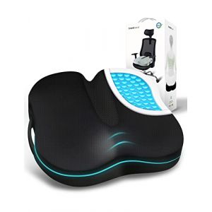 Travel Ease Coussin de Si&egrave;ge Ergonomique, Coussin de Chaise en Mousse &agrave; M&eacute;moire Gel avec Base Antid&eacute;rapante pour Confort Longue Dur&eacute;e, Coussin de Hanche pour Chaise de Bureau, Si&egrave;ge de Voiture (Noir) (Travel Ease FR, neuf)