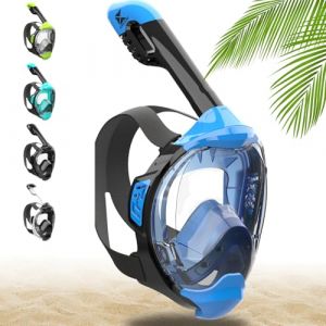Khroom Masque de plongée en apnée pour Adultes et Enfants - Seaview Y | sans Danger au Niveau du CO2 | Masque intégral | Équipement de plongée avec Masque Complet / Easy-Breathing (SM Bleu) (Varento, neuf)