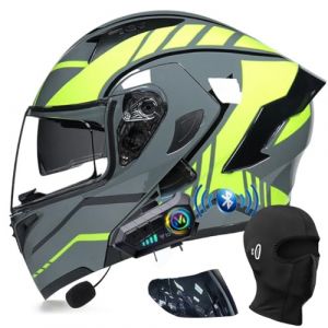 ACLFFSHOP Bluetooth Modulable Casque Moto Homologué ECE, Flip Up Casque Adulte Moto avec Double Visière pour Anti-Collision Casque Scooter Casque Integral Modulable pour Homme Femme M~XXL (GXPgxp, neuf)