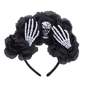 JOERBABU Serre-tête tête de mort, couronnes de fleurs pour femme, serre-tête squelette, bandeau d'Halloween (jiushuang, neuf)