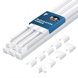 shinfly 2,4m Cache Cable &ndash; Goulotte Passe Cable pour C&acirc;bles &eacute;lectriques, Goulotte Electrique, Passe Cable Mural &ndash; Cache Fil Electrique pour TV &ndash; Blanc 15 mm x 9 mm (IceDreamOne, neuf)