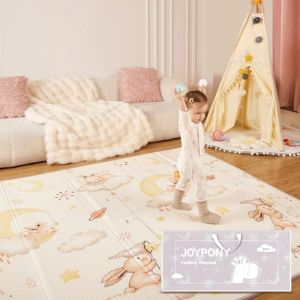 Joypony Tapis d'&eacute;veil B&eacute;b&eacute;, Pliable Tapis Bebe, Tapis De Jeu pour Enfant Bebe, Mat de jeu imperm&eacute;able et non glissant, b&eacute;b&eacute; jeu avec un sac de transport 120 &times; 120 &times; 1 cm Lapine (Joypony Home, neuf)